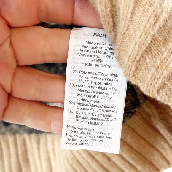 J. Crew Turtleneck Sweater Leopard Print in Supersoft Yarn Tan Black Small - Picture 5 of 5